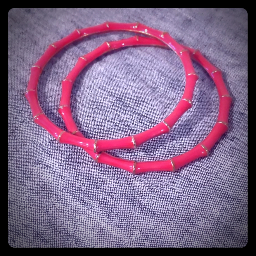 Pink Enameled Bangles